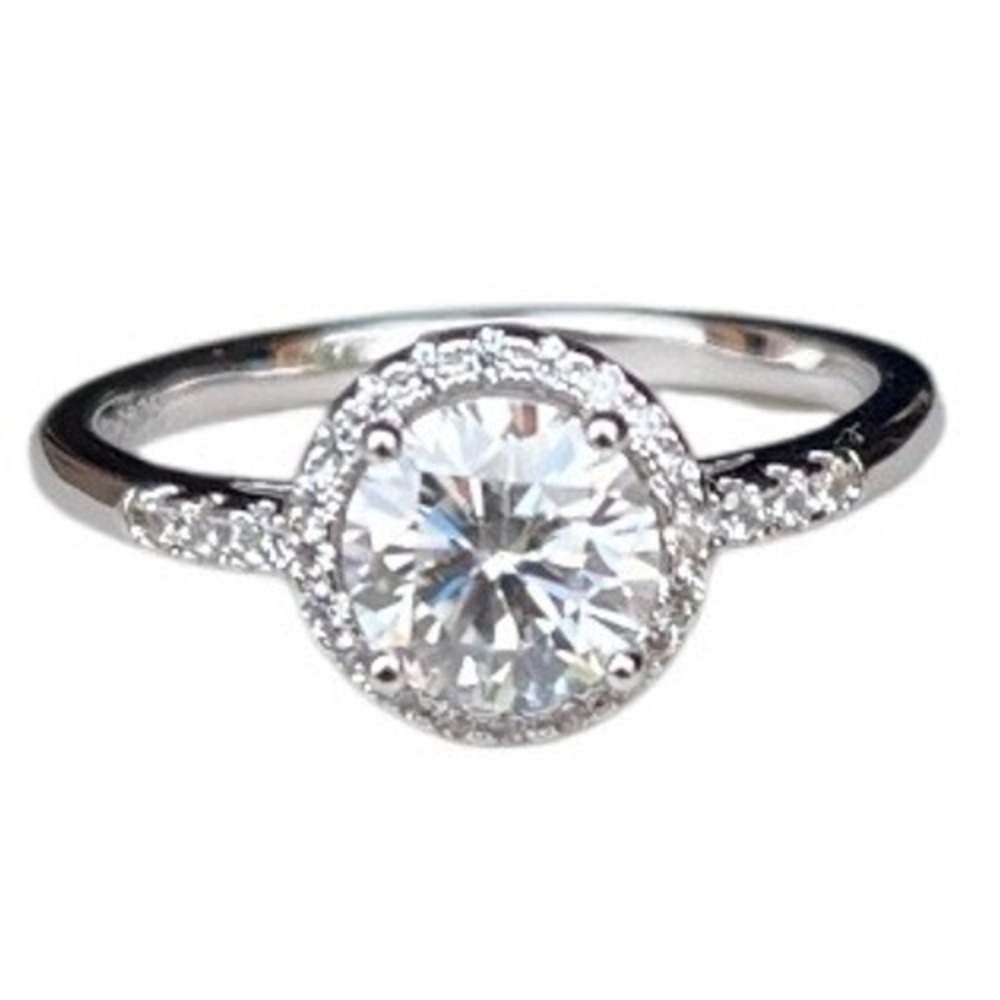0.5ct 925 Moissanite Halo Engagement Ring Brilliant GRA Certified Pave' Sz 6.5